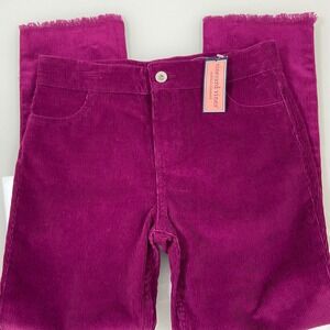 Vineyard Vines Girls 8 Magenta Pink Purple Corduroy Pants NEW Raw Hem Jeans